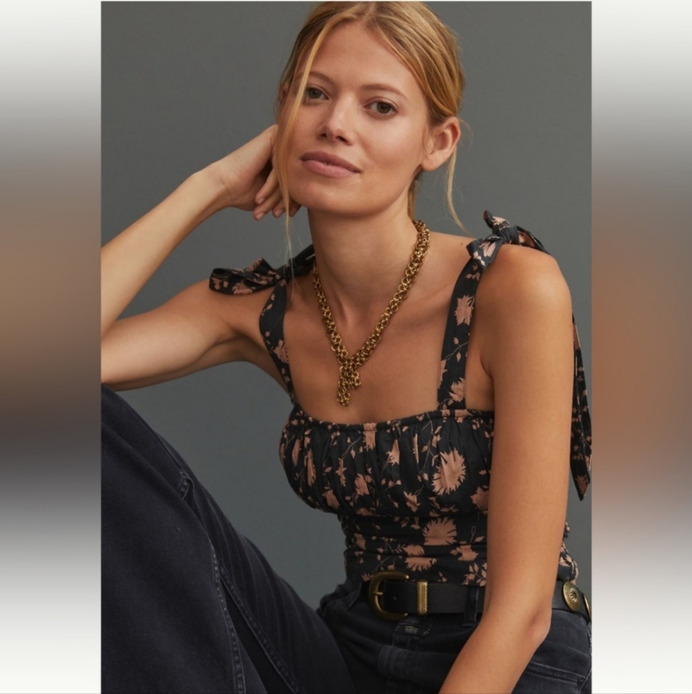 Anthropologie Forever That Girl Floral Bow-Tie Tank